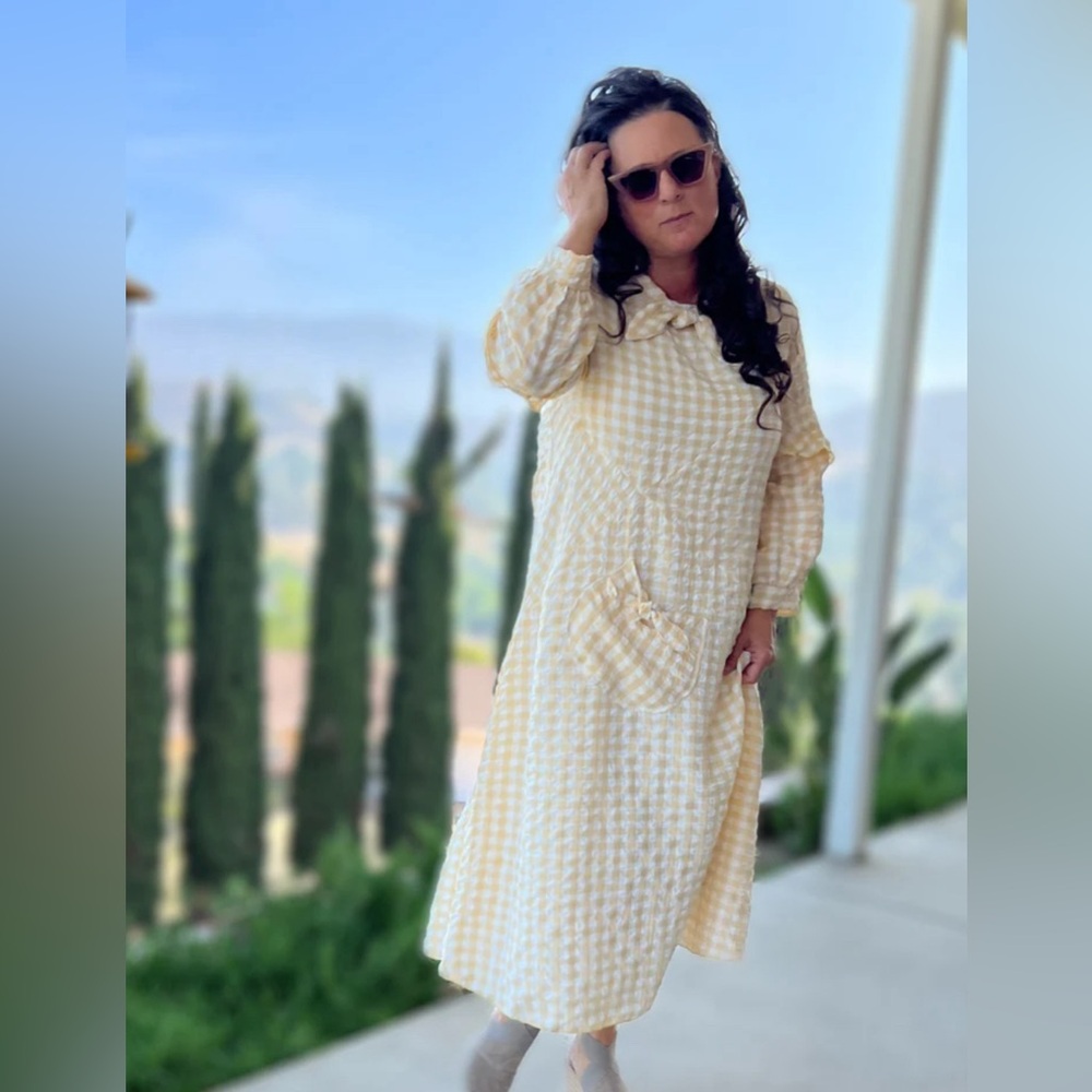 Gingham yellow dress